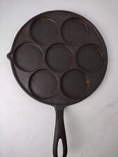 Antique Plett Cast Iron Norwegian Style Pancake Poaching Pan Unmarked 7 Holes picture