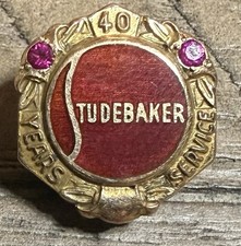 Studebaker 40 Year Of Service Pin Gold Ruby picture