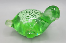 Beachcombers Art Glass Turtle Clear Green White Figurine Paperweight Decor picture