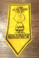 VTG Rare 1967 Snoopy Peanuts Yellow Felt Pennant Flag Banner Charlie Brown picture