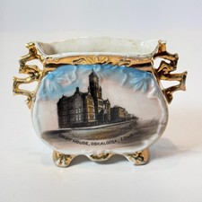 OSKALOOSA IOWA Souvenir Court House Porcelain CHINA ANTIQUE PAINTED TRINKET picture