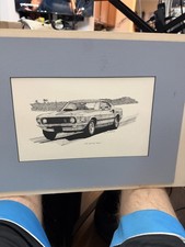 Dan McCrary 1982 Print 19 x 13 matted 1969 Mustang Mach 1 picture