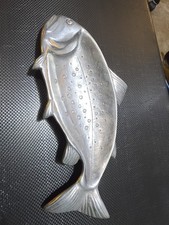 Vintage 1976 WILTON Fish Platter, Wall Hanging Silver Aluminum Signed Bruce Cox picture