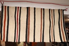 ATQ LARGE Navajo Rug Native American Indian 58x32 STRIPE Rug Textile Weaving VTG picture