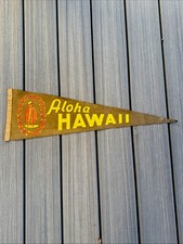 Vintage Aloha Hawaii Felt Pennant c.1950 T.H. 9”X 27” RARE AA picture