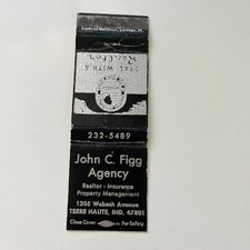 John C. Figg Agency Terre Haute IN Vintage Matchbook Cover TMB79-4 picture