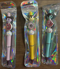 3x Novelty Metal Ballpoint Pens Black Ink Character Topper Donut Charm Set picture