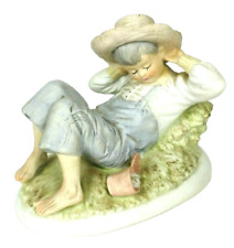 Vintage Lefton China Porcelain Sleeping Boy In Overalls Collectible Figurine picture