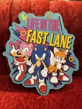 Sonic Life In The Fast Lane Wood Wall Decor Plaque W/Hanger - Size 18.25”x 16” picture