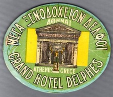 Vintage Hotel Luggage Label  GRAND  HOTEL  DELPHES   Athenes picture