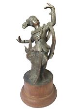 c 1920's Thai Khon Court Dancer Bronze mounted on a Wood Base picture