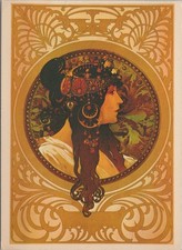 Vintage Art Nouveau illustration of a woman by Alphonse Mucha Postcard picture