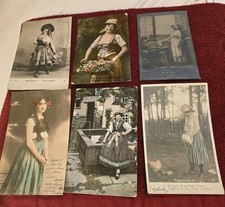 Lot Of 6 Antique European Women in Traditional Regional Folk Costumes Postcards picture