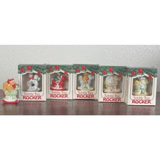Vintage Jasco Twinkle Tree Rocker Ornaments, Set of 6 Porcelain Horses 5 Boxed picture