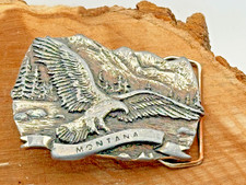 Vintage Made in USA by Spec Cast Montana Flying Bald Eagle Belt Buckle --790.23 picture