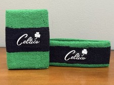 VTG Boston Celtics Wristband & Sweatband Set Green & White Black & Bacardi Rum picture