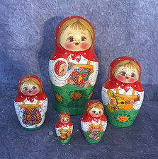 Russian Matryoshka Nesting Dolls Set of 5 Hand-Painted Wood, 6” picture