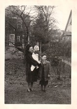 Vintage Photo 1943 Asian Woman with White Children Fur Coat Happy Friends USA picture