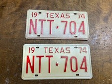 Pair Vintage 1974 Texas Auto License Plate Ford Chevrolet Dodge Muscle Car Tags picture