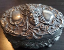 Antique Art Nouveau Jewelry Box B&W 139 Lady Heads UTC Topeka 1907 Broken Hinge picture