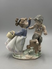 Vintage Lladro Porcelain Figurine, Girl and Faun, Item No.5710, Spain, 1990s picture