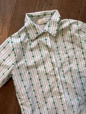 Girl Scouts vintage 70s 80s white logo floral button uniform blouse shirt top 12 picture