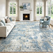 8x10 Area Rugs Living Room Rug Modern Abstract Neutral Washable Rugs Non Slip... picture
