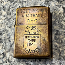 Zippo Military Vietnam Nha Trang 71-72 Engraved Huntington Park First Savings picture