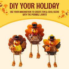 3pc Thanksgiving Resin Turkey Centerpiece: Fall Harvest Table Top Decor picture