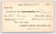 1909 Jos. Dixon Crucible Jersey City NJ Postal Card Axle Grease Ship SS Chelsea picture