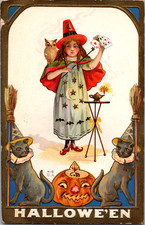 Antique Halloween Postcard ~Fortune Teller or Magician  ~Nash H-15 ~ Mailed 1912 picture