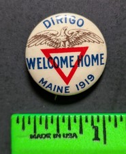 Vintage 1919 Welcome Home Military Maine Pinback Pin picture