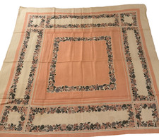 VTG Printed Tablecloth Pastel Peach Pink Green Floral 50