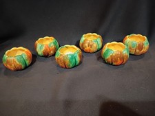 Vintage Ceramic Little Pumpkin Tealight Candle Holder.Set Of 6 picture
