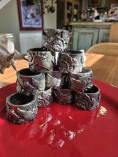 Lot of 10 Figural Napkin Holder Rings - Cast Pewter 1.5