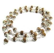 ShivaRatna 5 Mukhi Rudraksha Mala Pure Silver 54+1 Beads Lab Certified picture