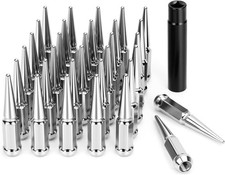 14mmx1.5 Spike Lug Nuts, Chrome M14x1.5, 4.4 Inch Tall Closed End picture