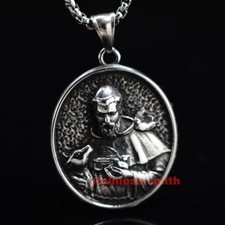 SMITH Mens Catholic Saint St Francis of Assisi Medal Medallion Pendant Necklace picture