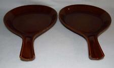 2 Vintage BURDEN POTTERY Serving Bakeware Baking Platter Dish Brown Glossy Plate picture