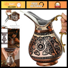 Handmade Hammered Copper Water Pitcher Jug - Vintage Antique Kitchen Decor, Ayur picture