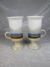 OMC Otagiri Japan Pottery Pair Irish Coffee Mugs Hand Made Footed Pedestal  picture