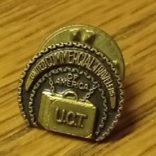 Vtg Estate Bronze UNITED COMMERICIAL TRAVELERES LAPEL PIN U.C.T.   picture