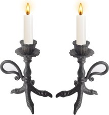 Claw Foot Candlestick Holders - Feet 5.25x4.0x5.6 High Inches, Vintage Brown picture
