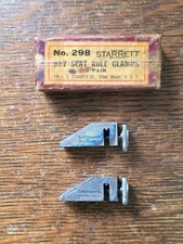 (2) Vintage Starrett (The L. S. S. Co.) No. 298 Key Seat Rule Clamps w/Box picture