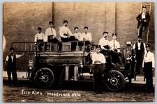 RPPC 1909 Fire Engine WOODWARD Oklahoma Firefighters ANTIQUE Postcard 10013 picture