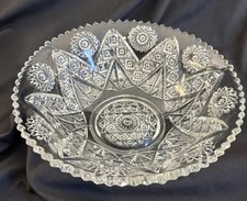 1909 Antique EAPG Imperial Glass Co. Star & Arches Design Footed 9.5” Berry Bowl picture