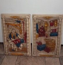 2 Vintage 1960s Miller Studio Celluloid Plastic Decorative 3D Wall Art Hangings  picture