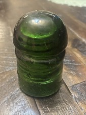 Dark Green CD 102 Pony Glass Insulator Brookfield Antique Smooth Base 10 picture