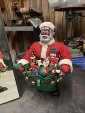 Fabric Mache Heritage Santa African American Black Santa 10