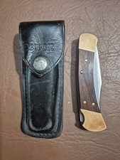 Vintage 1981 - 1986 Buck •110•• ( 3 Dot ) Folding Blade Knife w/Belt Sheath picture